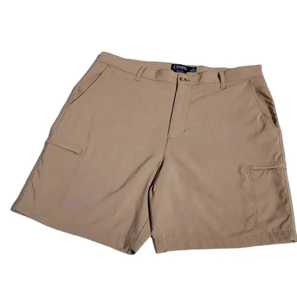 Chaps Stretch Other - Chaps Stretch Men's Flat Front Khaki Colored Cargo Shorts Size 36